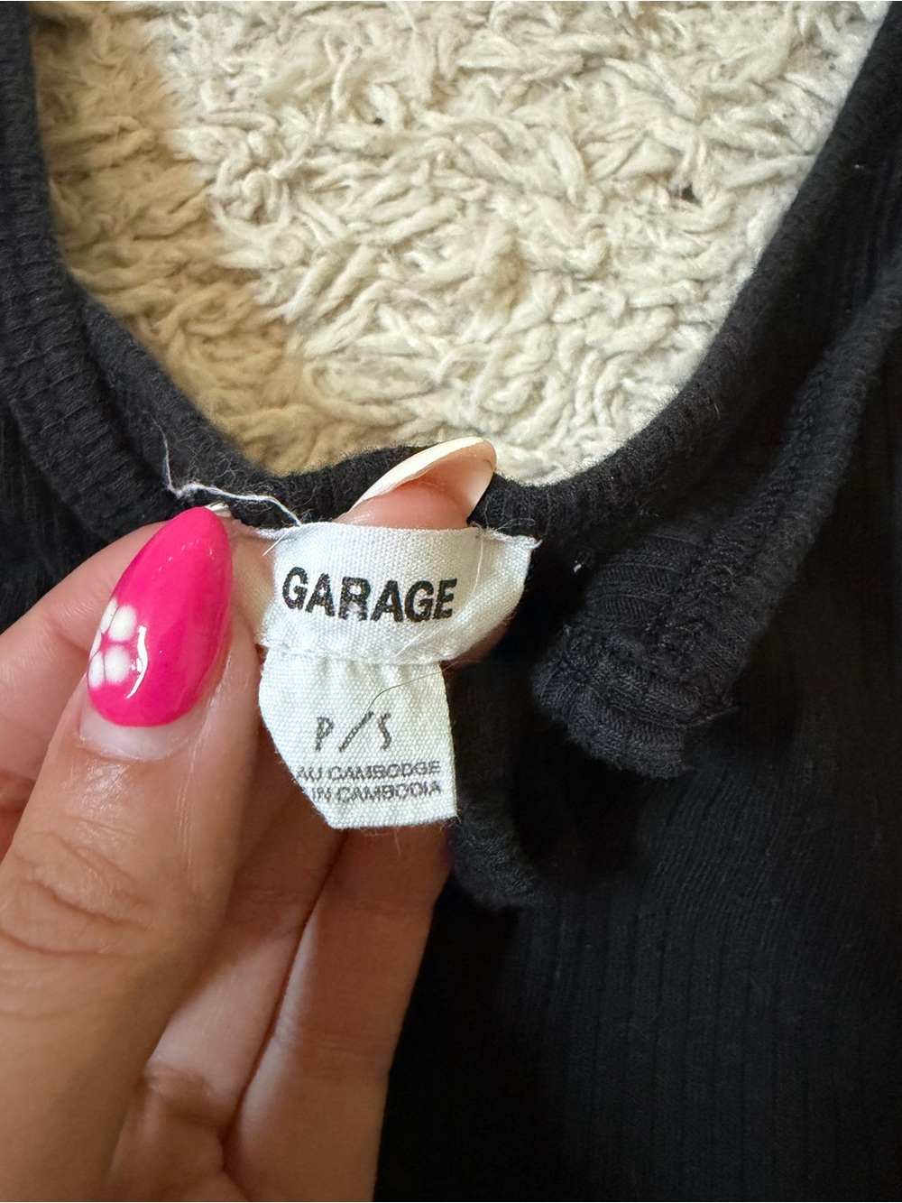 Garage Black Ribbed Notch-Neck Crop Tank - Picture 2 of 2